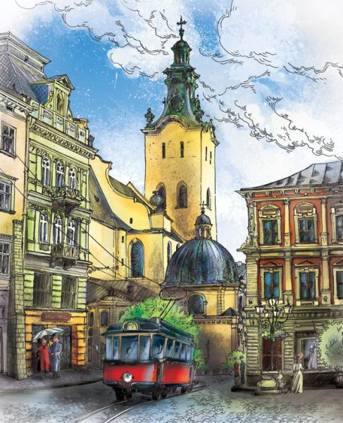 Городской пейзаж Графика