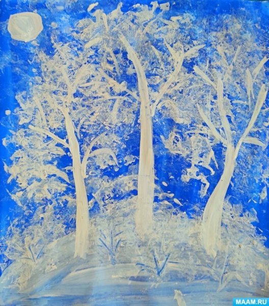 Рисование в детском саду зимний пейзаж