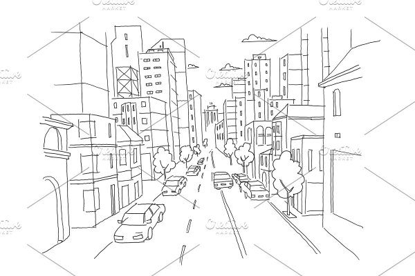 Городской пейзаж схематично