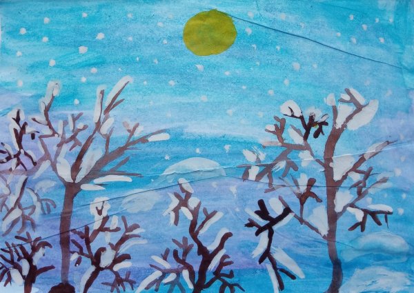 Рисование для детей средней группы зима