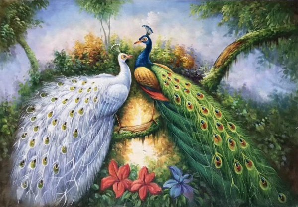 Фреска с Райский сад с птицами