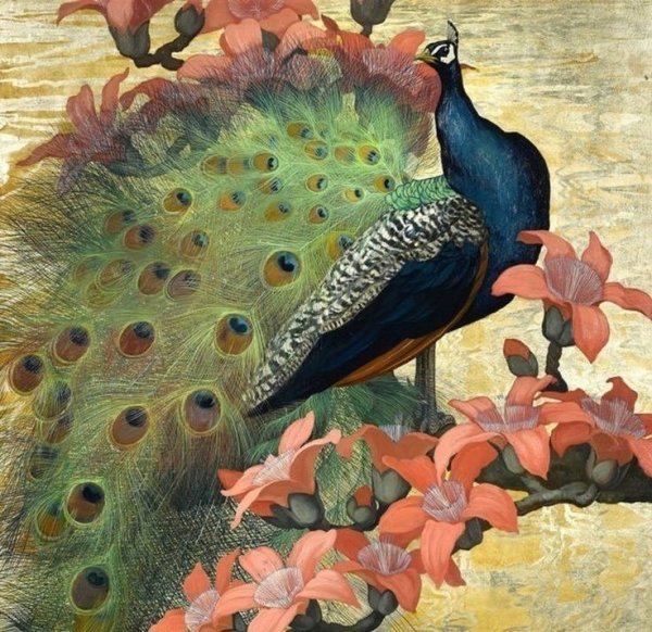 Фреска " Павлины с вазоном" Афреска