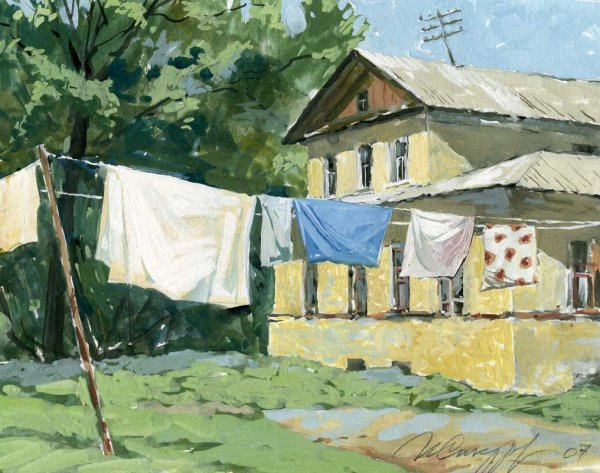 Этюды гуашью пейзажи