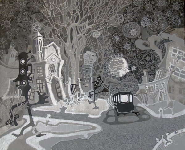 Стилизованные зимние деревья