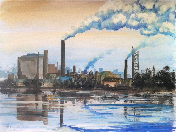 Индустриальный пейзаж Валерий Бендер «утро»