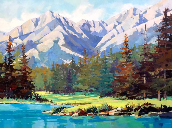 Горы Алматы акварель