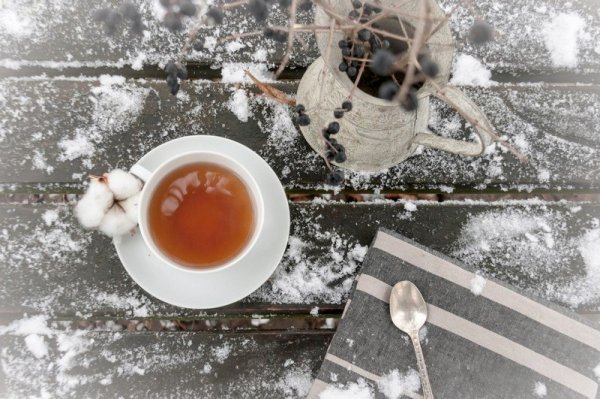 Утро зима чай