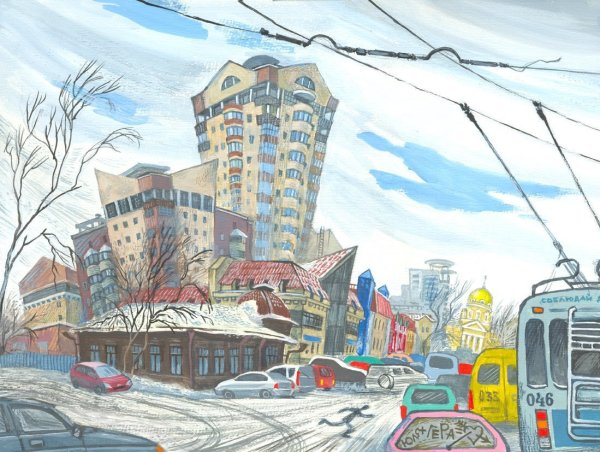 Архитектурный пейзаж в графике