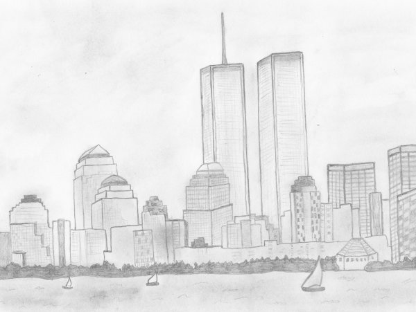 Зарисовки городского пейзажа легко