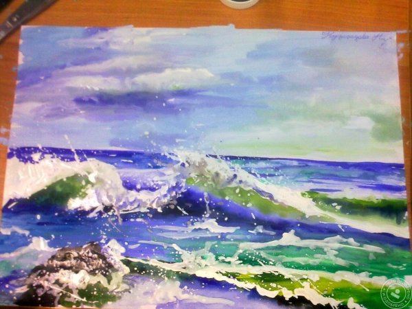 Горы гуашь правополушарное