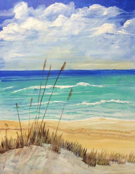 Закат на море рисунок красками