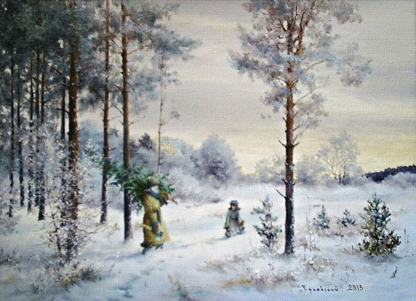 Исаак Левитан деревня зимой