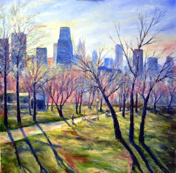 Городской весенний пейзаж живопись