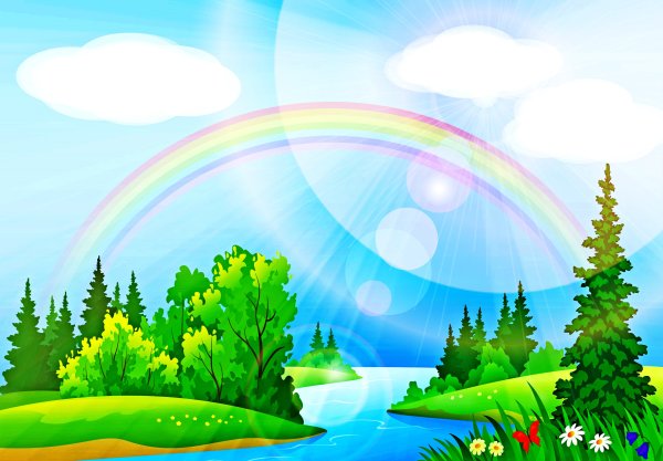 Поляна с радугой