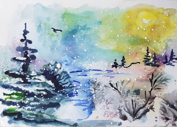 Монотипия Пейзажная нетрадиционная техника