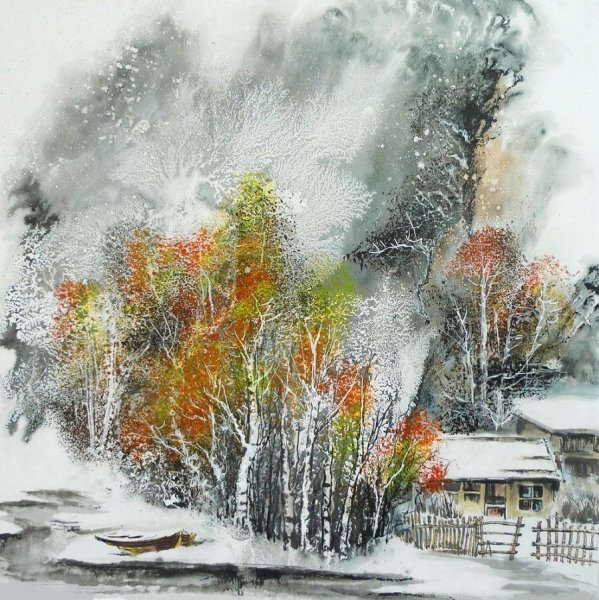 Рисование монотипия в детском саду зима