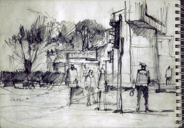 Скетч города карандашом