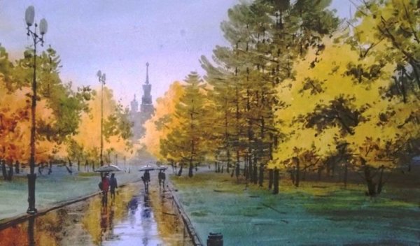 Акварель городской пейзаж Илья Горгоц