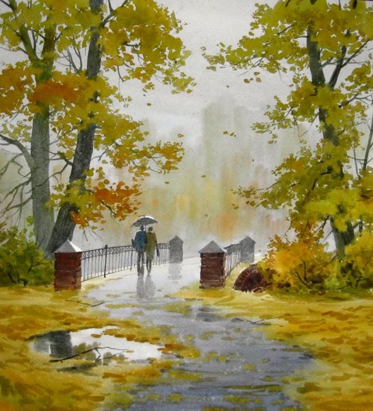 Акварель городской пейзаж Илья Горгоц