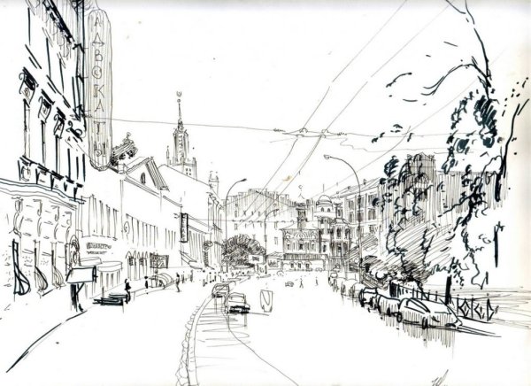 Скетч городской пейзаж