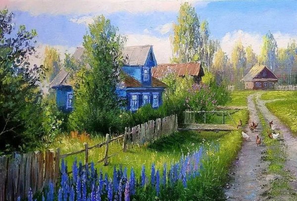 Сельский пейзаж художника Мазеева