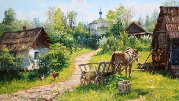 Картины художник любовь Малышева деревня