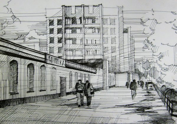 Город Красноярск карандашом