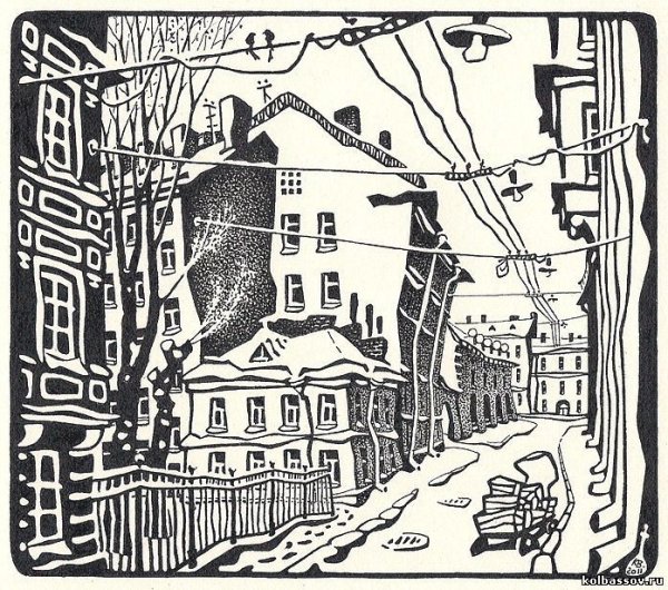 Линогравюра архитектура Питер