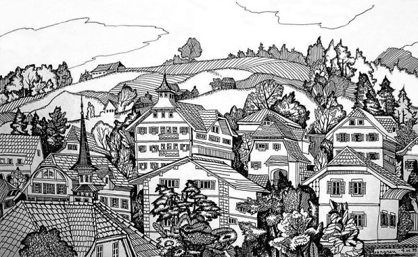 Декоративный графический пейзаж