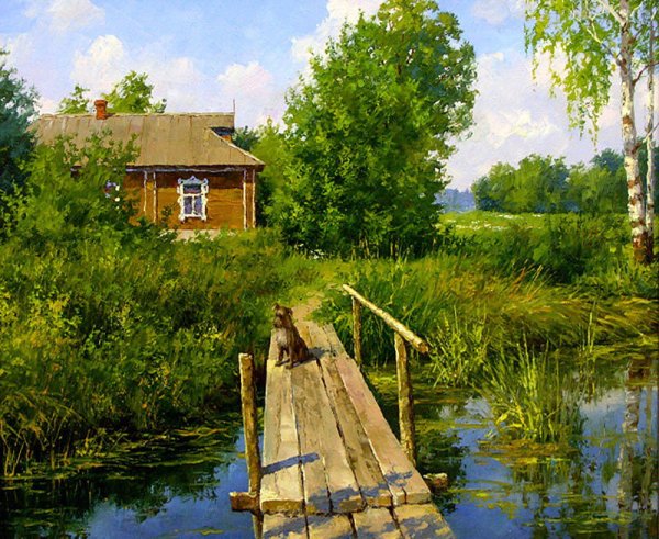 Деревня живопись Дмитрий Левин