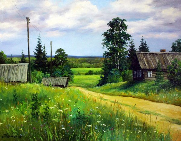 Деревенские просторы. Художник Сергей Курицын - картины