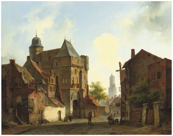 Старинная Голландия художник Корнелис спрингер 1817-1891