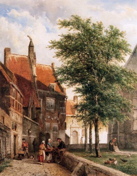Корнелис спрингер картина городской пейзаж