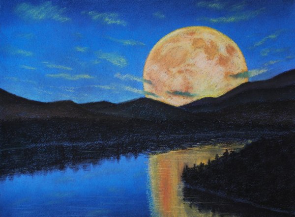 Ночной пейзаж пастелью