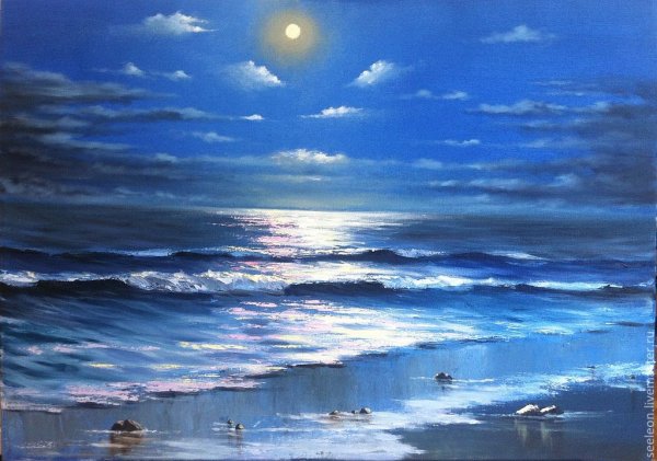 Ночное море живопись