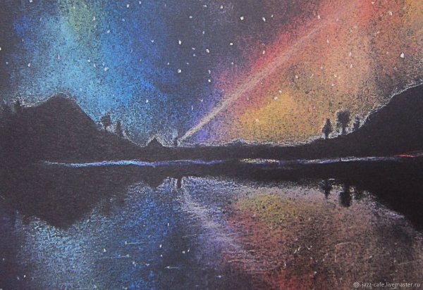 Ночной пейзаж акварелью