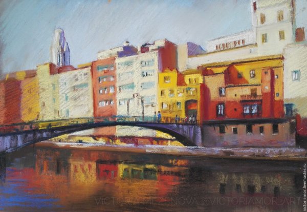 Городской пейзаж пастелью