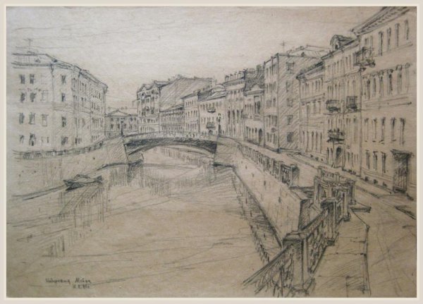 Набережная Петербурга в карандаше