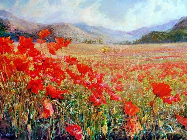 Клод Моне поле маков