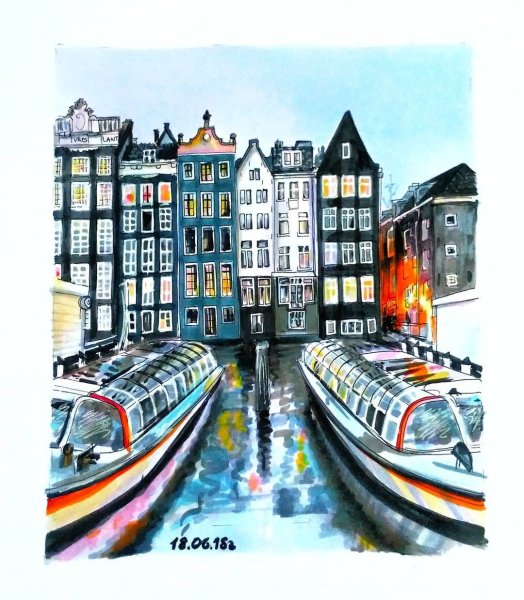 Пейзаж маркерами город