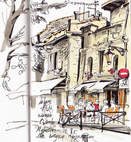 Городские зарисовки маркерами