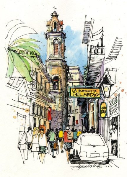 Урбан скетчинг маркерами