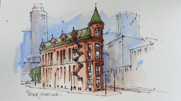 Архитектурный скетчинг акварель Питер