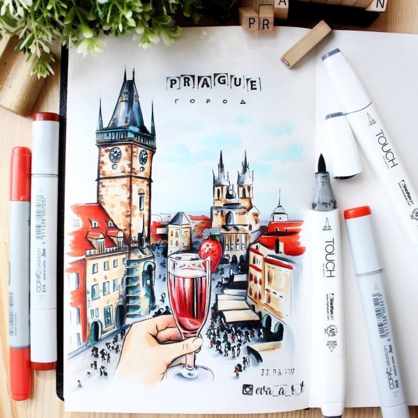 Городской скетчинг Прага