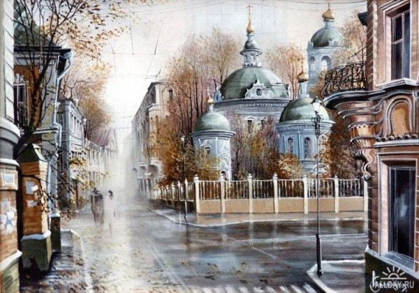 Картины Александра Стародубова. Старая Москва. Арбат