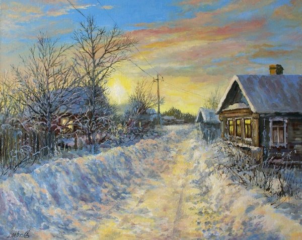 Художник Кандыбин зимний пейзаж