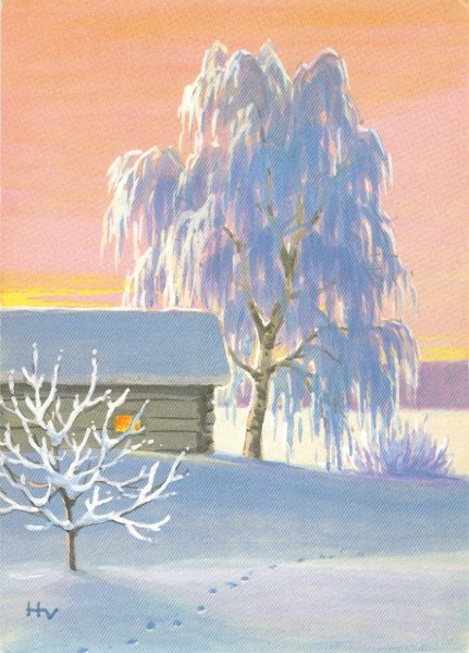 Зимний пейзаж рисунок