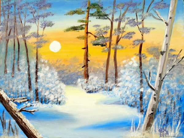 Рисование зимний пейзаж