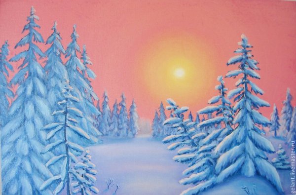 Рисование зимний лес