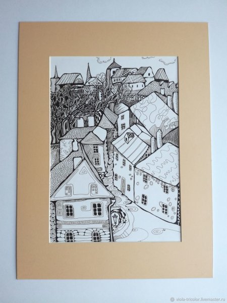 Графика гелевой ручкой пейзаж